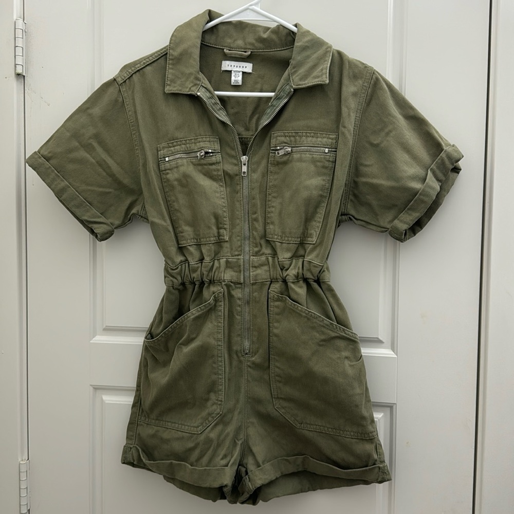 Topshop Olive Green Utility Romper